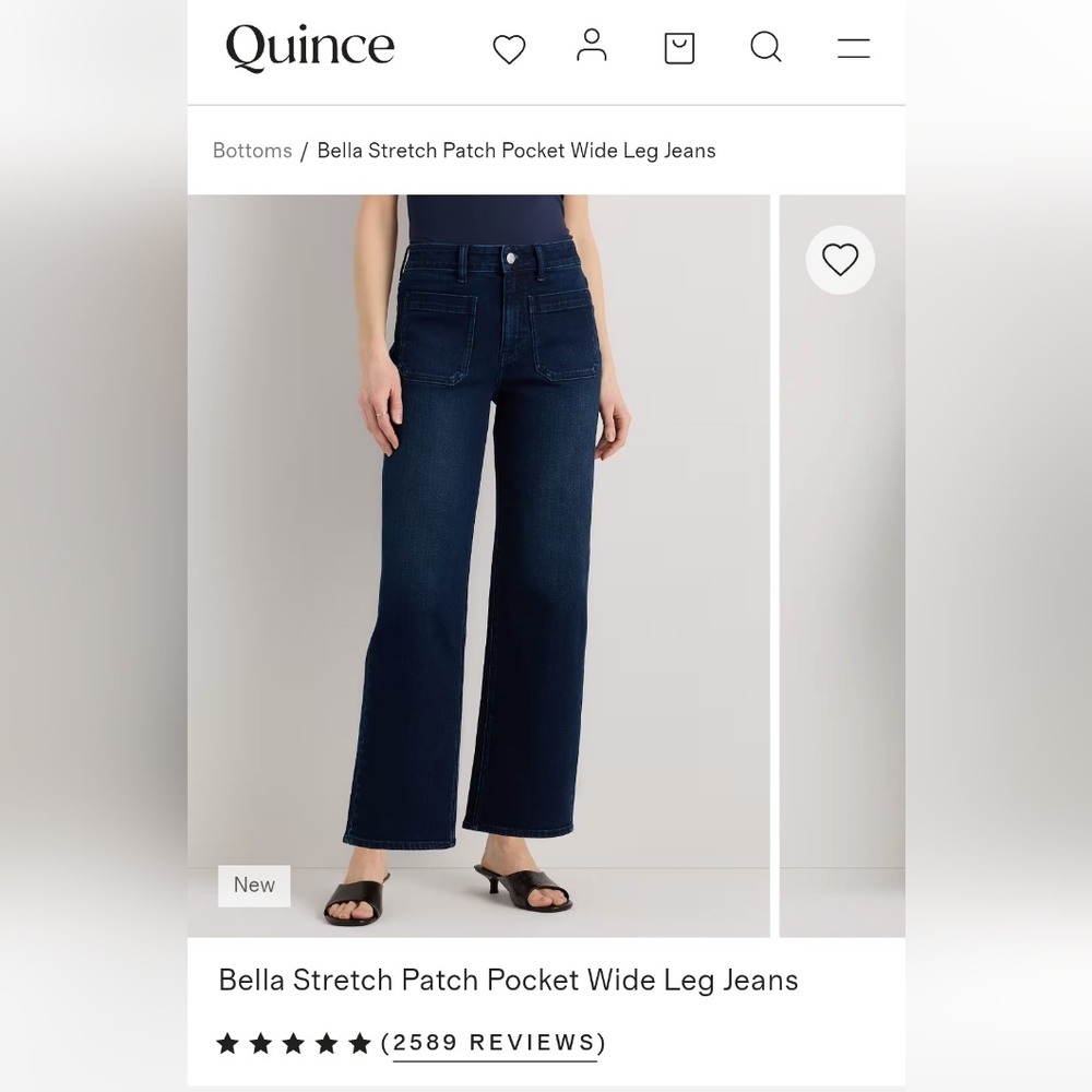 Quince Bella Stretch Wide Leg Patch Pocket Jeans